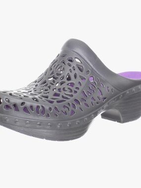 Women's Sz 37 Gray Dansko Pippa Slip-On Clog with Purple Insole
